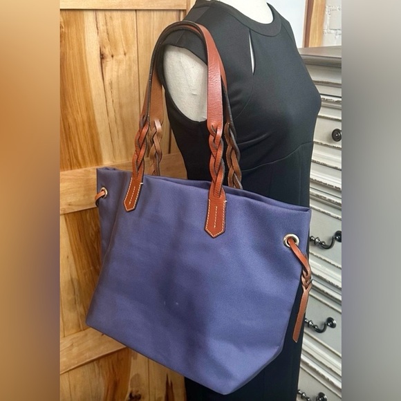 Dooney & Bourke Navy and Brown Tote - Picture 2 of 12